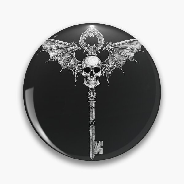 Item preview, Winged Skull Skeleton Key Gothic Bat Emblem Art designed and sold by inkoutninja.