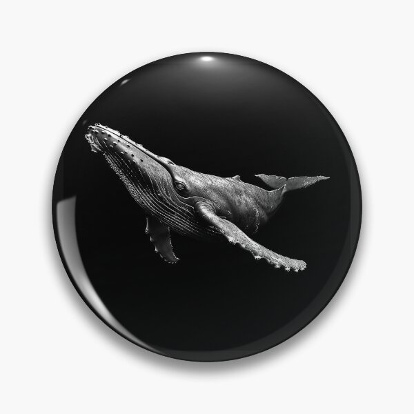 Item preview, Humpback Whale in Deep Water Monochrome Marine Wildlife Art designed and sold by inkoutninja.