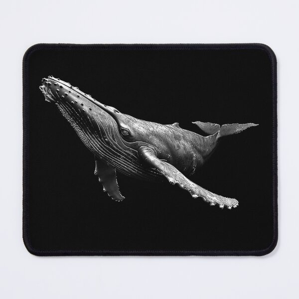 Item preview, Humpback Whale in Deep Water Monochrome Marine Wildlife Art designed and sold by inkoutninja.