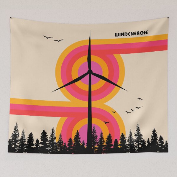 Item preview, Windenergie Retro Mid Century Modern Renewable Energy Art designed and sold by Volt Junkies.