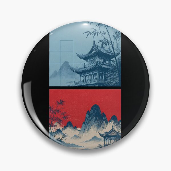 Item preview, Ancient China Landscape Poster | Chinese Heritage Temple & Mountain Vintage Art.  designed and sold by TialCorner.