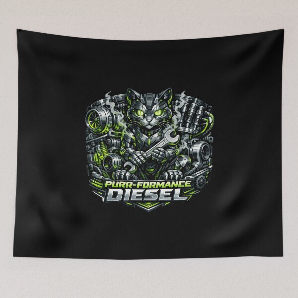 Item preview, Neon Purr-formance Diesel Cat Cyberpunk Trucker designed and sold by teemix.