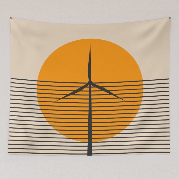 Item preview, Vindkraft Retro Sunset Wind Turbine Minimalist Art designed and sold by Volt Junkies.