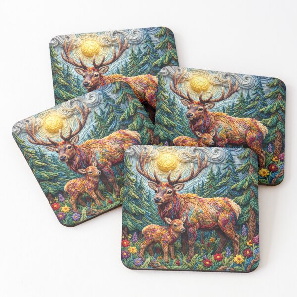 Item preview, Yarn Elk and Yarn Calf Stand in Forest  designed and sold by Tridentulus.