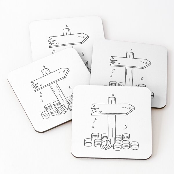 Item preview, A damaged signpost lying next to several spilled paint caps designed and sold by rasagamastore.