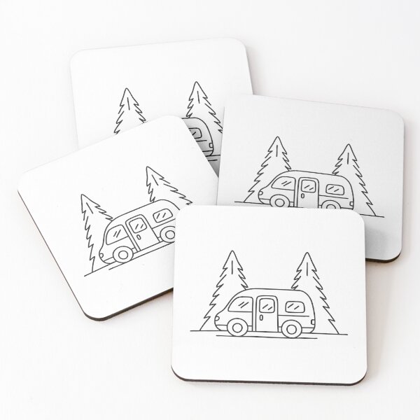 Item preview, A camper van parked beside a wooded hiking trail designed and sold by rasagamastore.