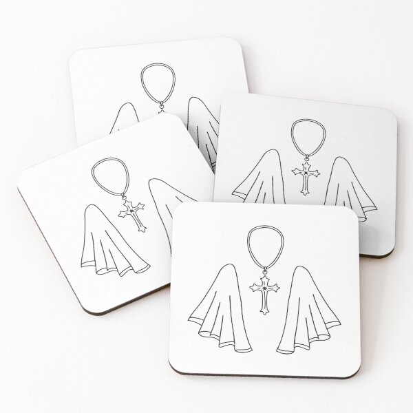 Item preview, A cross shaped gothic necklace beside a neatly folded cape designed and sold by rasagamastore.