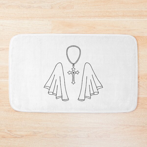 Item preview, A cross shaped gothic necklace beside a neatly folded cape designed and sold by rasagamastore.