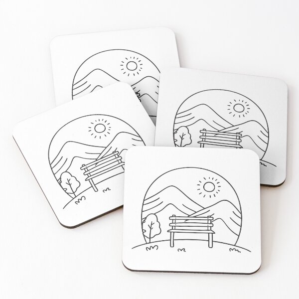 Item preview, A single bench placed at the edge of a lookout above the valley designed and sold by rasagamastore.