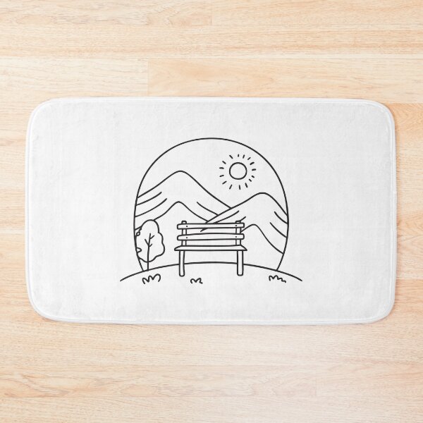Item preview, A single bench placed at the edge of a lookout above the valley designed and sold by rasagamastore.