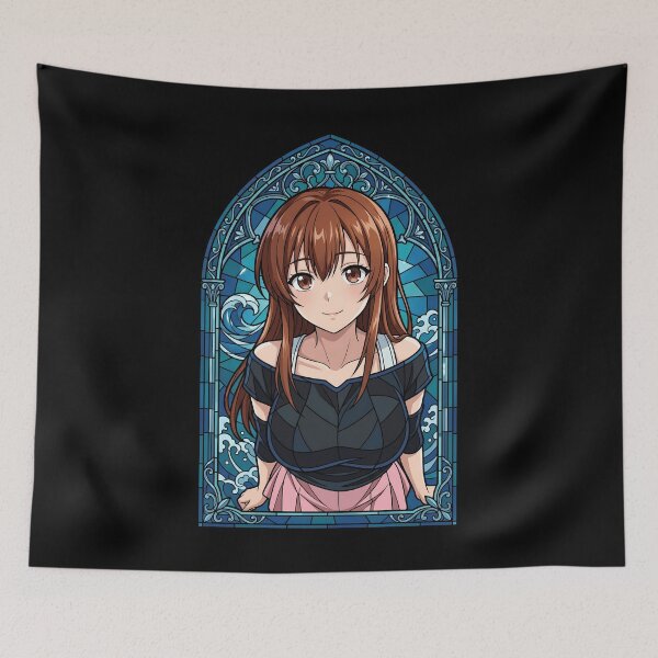 Item preview, Aina Yoshiwara Grand Blue Wave Stained Glass Anime Girl Portrait designed and sold by mildaclairmo.
