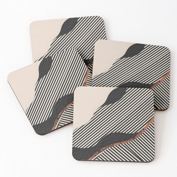 Item preview, Abstract Mountain Range Stripe Art on Beige Background with Copper Line designed and sold by jargottarnova17.