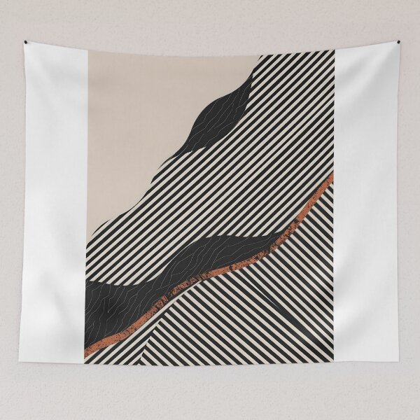 Item preview, Abstract Mountain Range Stripe Art on Beige Background with Copper Line designed and sold by jargottarnova17.