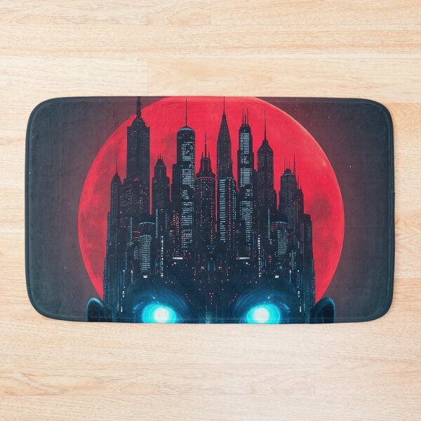Item preview, Cyberpunk City Head AI Cyborg Red Moon Synthwave Aesthetic designed and sold by RAMIX-Y2K.