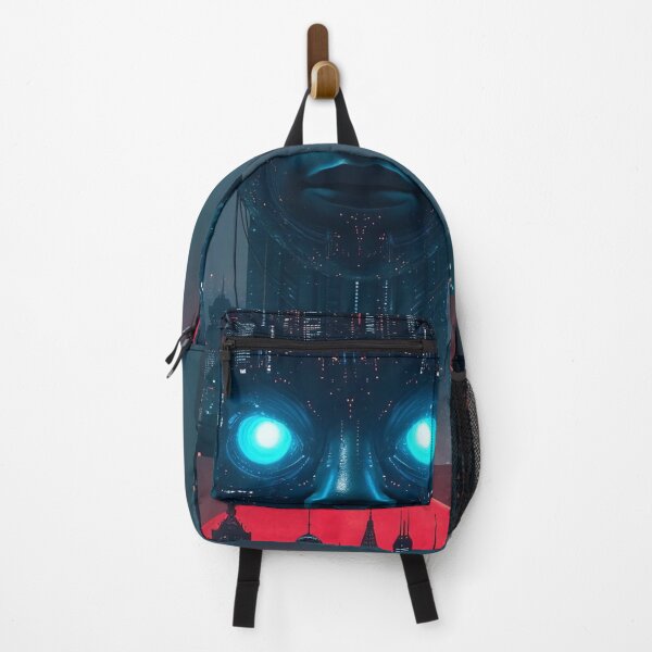 Item preview, Cyberpunk City Head AI Cyborg Red Moon Synthwave Aesthetic designed and sold by RAMIX-Y2K.