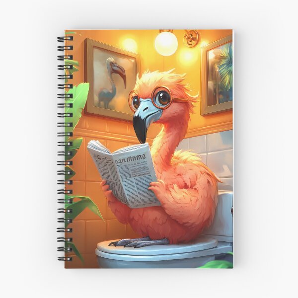 Item preview, Flamingo Bathroom Newspaper Reader Tropical Bird Kawaii Humor designed and sold by mildaclairmo.