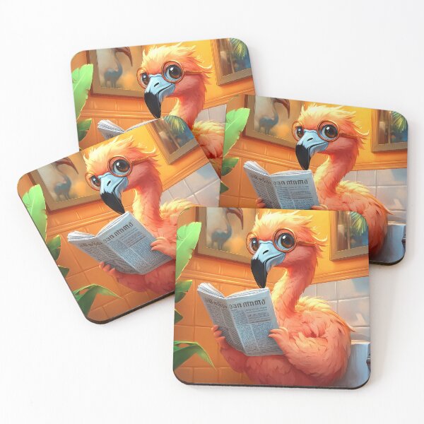 Item preview, Flamingo Bathroom Newspaper Reader Tropical Bird Kawaii Humor designed and sold by mildaclairmo.
