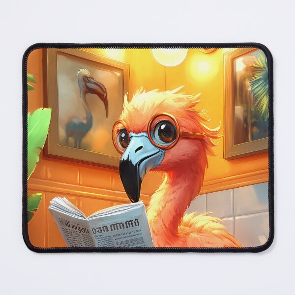 Item preview, Flamingo Bathroom Newspaper Reader Tropical Bird Kawaii Humor designed and sold by mildaclairmo.