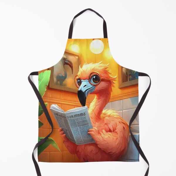Item preview, Flamingo Bathroom Newspaper Reader Tropical Bird Kawaii Humor designed and sold by mildaclairmo.