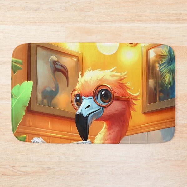 Item preview, Flamingo Bathroom Newspaper Reader Tropical Bird Kawaii Humor designed and sold by mildaclairmo.