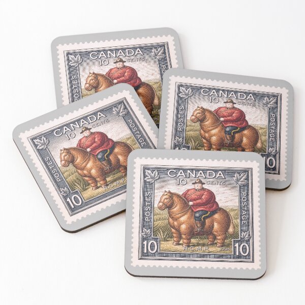 Item preview, Vintage Canadian Mountie Postage Stamp – Retro RCMP Horseback Engraving designed and sold by retrographics.