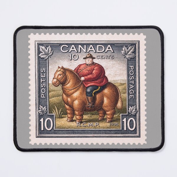Item preview, Vintage Canadian Mountie Postage Stamp – Retro RCMP Horseback Engraving designed and sold by retrographics.