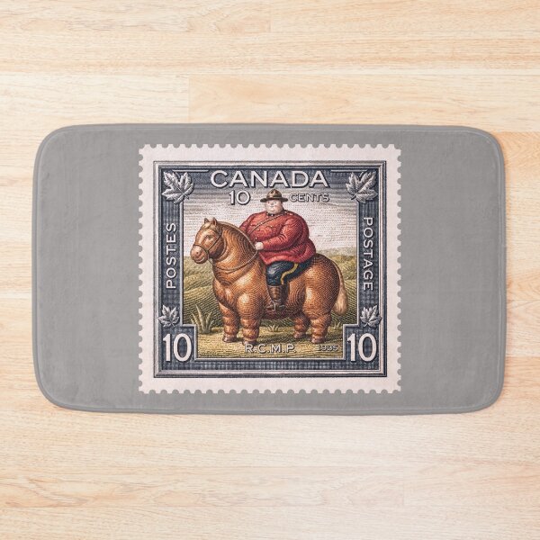 Item preview, Vintage Canadian Mountie Postage Stamp – Retro RCMP Horseback Engraving designed and sold by retrographics.