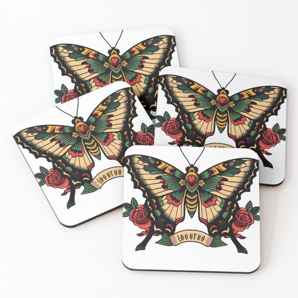 Item preview, Vintage Butterfly Tattoo T-Shirt Design with Roses | Retro Flash Art PNG designed and sold by Artistry Tee Co.