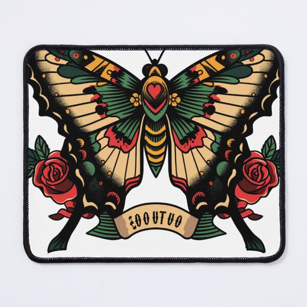 Item preview, Vintage Butterfly Tattoo T-Shirt Design with Roses | Retro Flash Art PNG designed and sold by Artistry Tee Co.