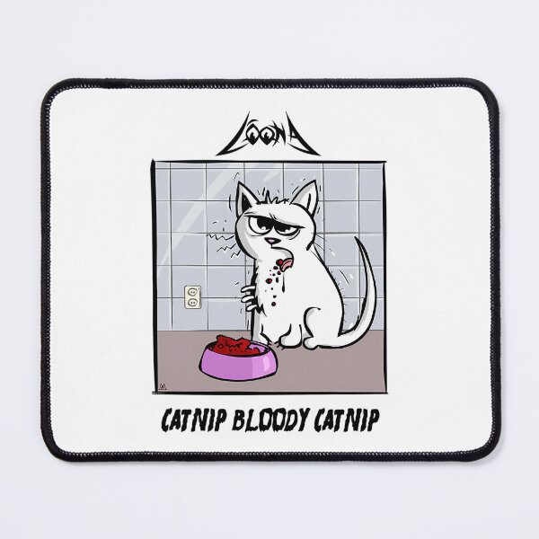 Item preview, White Cat Eating Red Wet Food Cartoon Comic designed and sold by CliftonHayes.