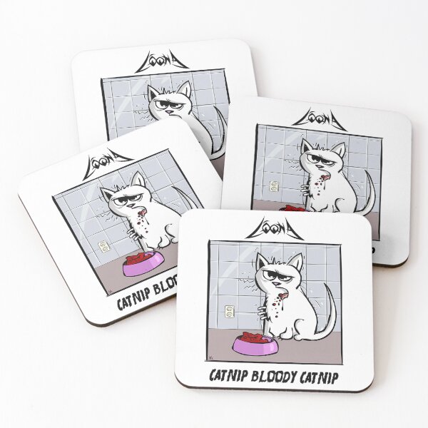 Item preview, White Cat Eating Red Wet Food Cartoon Comic designed and sold by CliftonHayes.