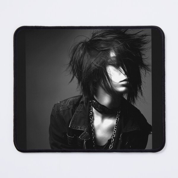 Item preview, Goth Woman with Spiky Hair and Chain Choker Monochrome Alternative Portrait designed and sold by inkoutninja.