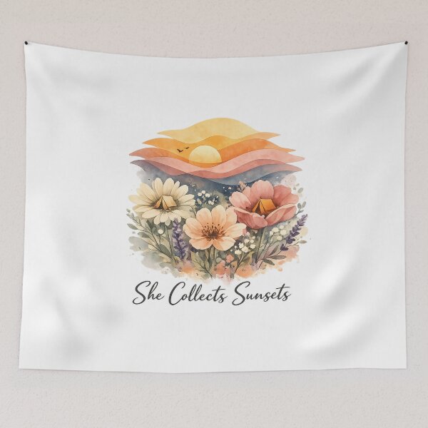 Item preview, She Collects Sunsets Meadow - Aesthetic Sunset Lover Wildflower designed and sold by teemix.