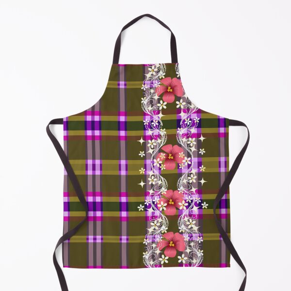 Item preview, Thai Plaid with Red Hibiscus Floral Border designed and sold by Vector Loom Studio 9.