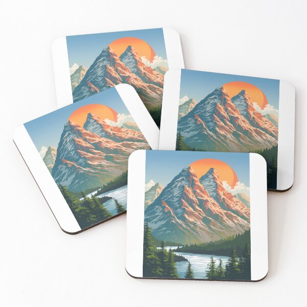 Item preview, Majestic Mountain Peak and Forest River at Sunset designed and sold by jargottarnova17.