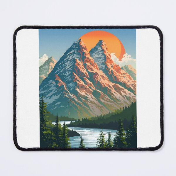 Item preview, Majestic Mountain Peak and Forest River at Sunset designed and sold by jargottarnova17.