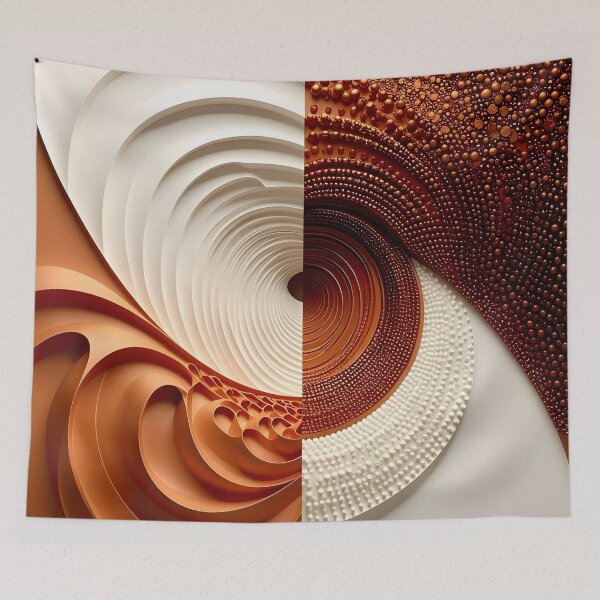 Item preview, Abstract Circular Patterns in Copper and White designed and sold by Vicky Brago-Mitchell®.