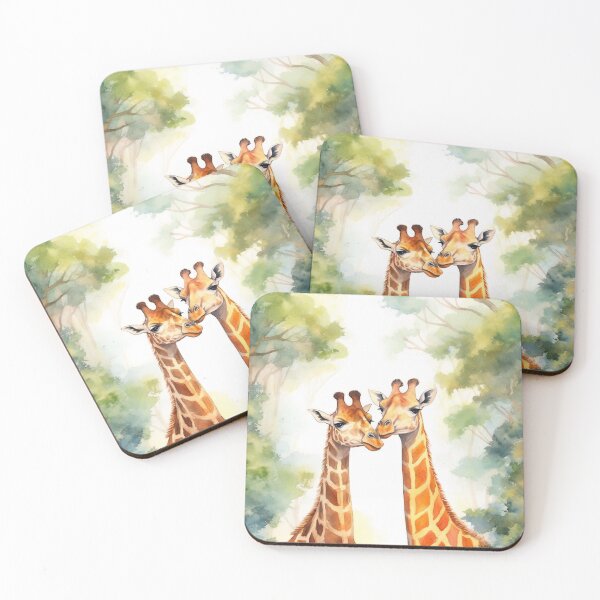 Item preview, Adorable Watercolor Giraffe Couple in Forest Greet Card designed and sold by jargottarnova17.