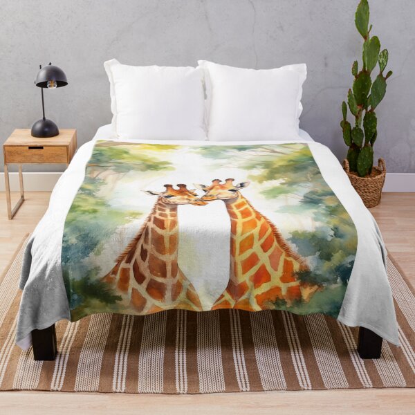 Item preview, Adorable Watercolor Giraffe Couple in Forest Greet Card designed and sold by jargottarnova17.