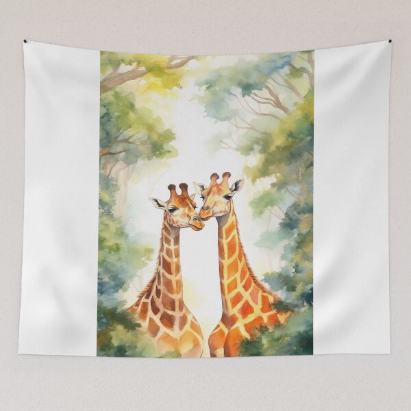 Item preview, Adorable Watercolor Giraffe Couple in Forest Greet Card designed and sold by jargottarnova17.