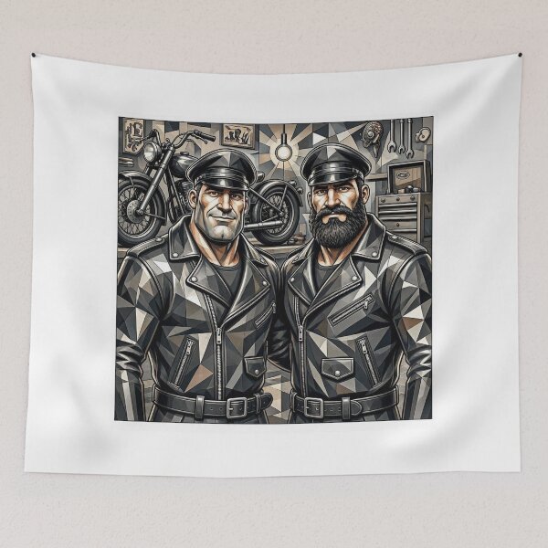 Item preview, The Forbidden Daddy Bikers - Cubist Gay Leather Art Leder Pride Graphic Design designed and sold by ItsAKinkThing.