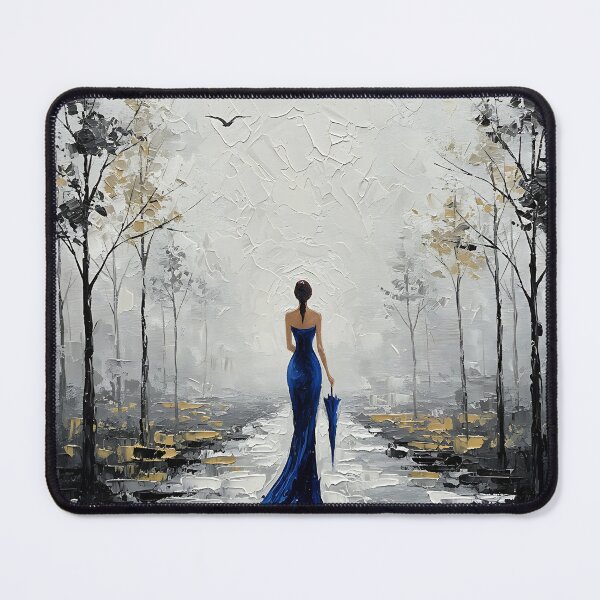 Item preview, Blue Elegance – Minimalist Woman in the Rain | Modern Abstract Painting designed and sold by Atelier Nova.