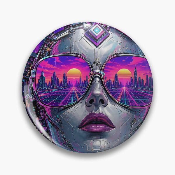 Item preview, Psychedelic Synthwave Android Queen Cyberpunk Vaporwave Glasses designed and sold by RAMIX-Y2K.