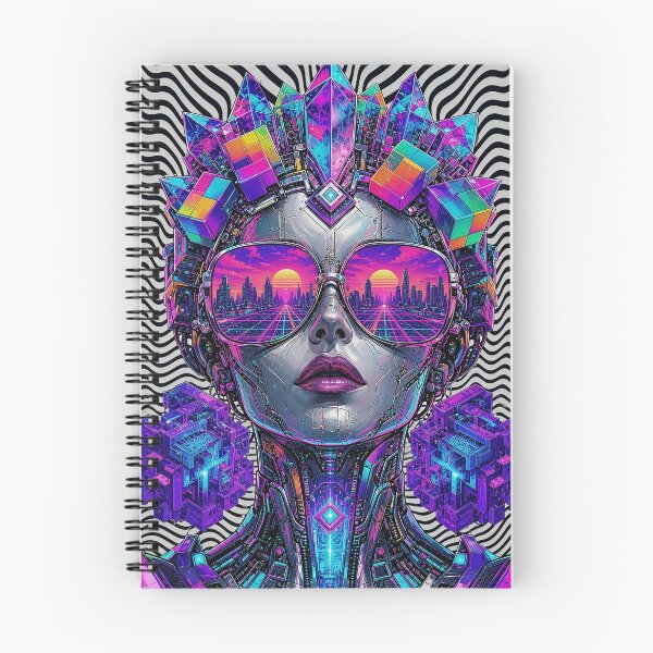 Item preview, Psychedelic Synthwave Android Queen Cyberpunk Vaporwave Glasses designed and sold by RAMIX-Y2K.