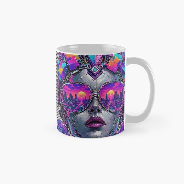 Item preview, Psychedelic Synthwave Android Queen Cyberpunk Vaporwave Glasses designed and sold by RAMIX-Y2K.