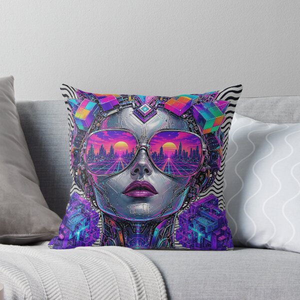 Item preview, Psychedelic Synthwave Android Queen Cyberpunk Vaporwave Glasses designed and sold by RAMIX-Y2K.