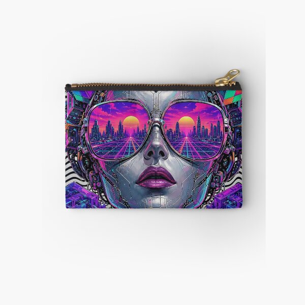 Item preview, Psychedelic Synthwave Android Queen Cyberpunk Vaporwave Glasses designed and sold by RAMIX-Y2K.