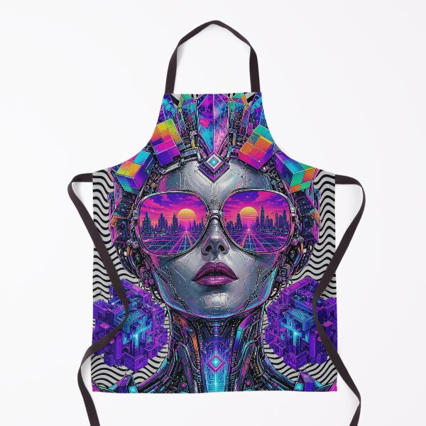 Item preview, Psychedelic Synthwave Android Queen Cyberpunk Vaporwave Glasses designed and sold by RAMIX-Y2K.