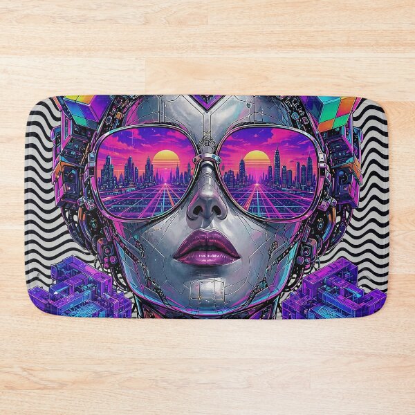 Item preview, Psychedelic Synthwave Android Queen Cyberpunk Vaporwave Glasses designed and sold by RAMIX-Y2K.