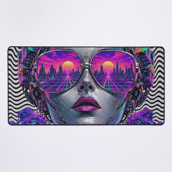 Item preview, Psychedelic Synthwave Android Queen Cyberpunk Vaporwave Glasses designed and sold by RAMIX-Y2K.